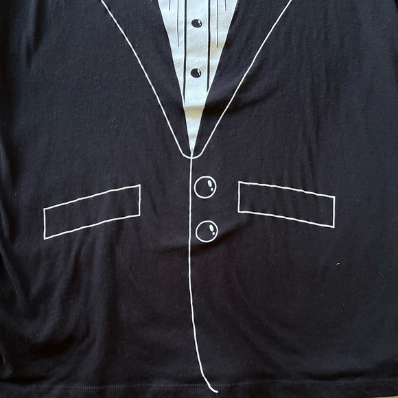Mighty Fine Hot Topic Tuxedo Design Short Sleeve Black T-Shirt - Y2K/Prom - XL - Picture 4 of 13